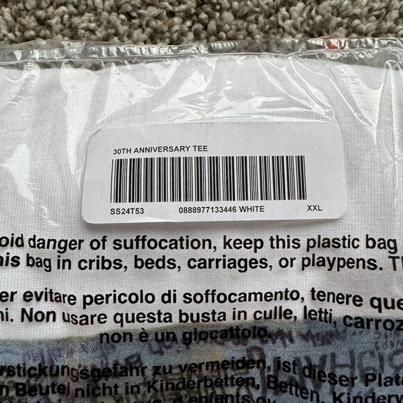 Supreme 30th Anniversary First Tee White SS24 Size XXL - Picture 4 of 5